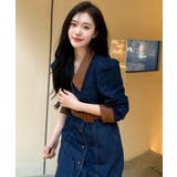 デニム シャツワンピース レトロ風 韓国 | Aimoon | 詳細画像9