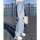 デニム ストレートパンツ ダメージ加工 | Aimoon | 詳細画像7