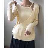 リブニットトップス カシュクール風 韓国 | Aimoon | 詳細画像3 