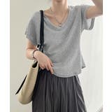 Uネックカットソー 韓国風 半袖Tシャツ | Aimoon | 詳細画像6