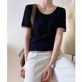 ニットトップス レディース バイカラー半袖 | Aimoon | 詳細画像13 