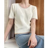 ニットトップス レディース バイカラー半袖 | Aimoon | 詳細画像3 