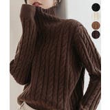 タートルネックニットトップスケーブル編み | Miniministore | 詳細画像1 