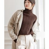 タートルネックニットトップスケーブル編み | Miniministore | 詳細画像5 