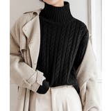 タートルネックニットトップスケーブル編み | Miniministore | 詳細画像6 