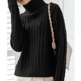 タートルネックニットトップスケーブル編み | Miniministore | 詳細画像7 