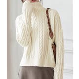 タートルネックニットトップスケーブル編み | Miniministore | 詳細画像8 