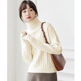 タートルネックニットトップスケーブル編み | Miniministore | 詳細画像9 