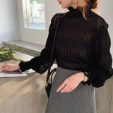 ブラック | シャツブラウス ギャザー レディース | Miniministore