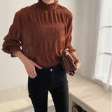 ウォームブラウン | シャツブラウス ギャザー レディース | Miniministore