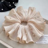 パール付きシュシュ 上品プリーツヘアゴム 光沢感 | ミスウェディー | 詳細画像8