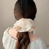 パール付きシュシュ 上品プリーツヘアゴム 光沢感 | ミスウェディー | 詳細画像4