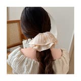 パール付きシュシュ 上品プリーツヘアゴム 光沢感 | ミスウェディー | 詳細画像5