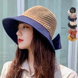 ネイビー | 麦わら帽子 レディース UV 折りたたみ つば広 | ミスウェディー