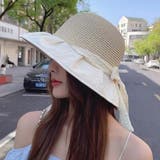 ベージュ(colorA) | 麦わら帽子 レディース つば広 UVカット 折り畳み | ミスウェディー
