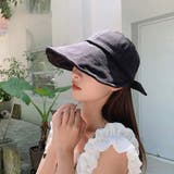 ブラック | レディース つば広 サンバイザー帽子 | ミスウェディー