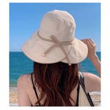 ベージュ | 帽子 レディース つば広 UV カット つば広ハット あごひも付き | ミスウェディー