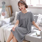 ブラック | ルームウェア 春 レディース ワンピース 半袖 | ミスウェディー