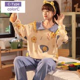 colorC | パジャマ レディース 秋冬 長袖 上下セット ルームウェア 可愛い 部屋着 | ミスウェディー