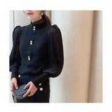 パフスリーブ リブニット ブラウス  | ミスウェディー | 詳細画像9 