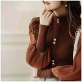 パフスリーブ リブニット ブラウス  | ミスウェディー | 詳細画像3 