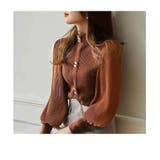 パフスリーブ リブニット ブラウス  | ミスウェディー | 詳細画像4 