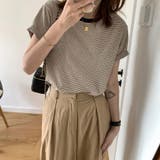 半袖 Tシャツ レディース クルーネック 細ボーダー | ミスウェディー | 詳細画像3 