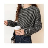 colorB | カットソー レディース 長袖 ボーダー ゆったり オーバーサイズ 春秋 韓国 | ミスウェディー