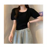 ブラック | サマーニット レディース トップス スクエアネック | ミスウェディー