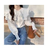 フリル ブラウス レディース 長袖 襟付き ボリューム袖 可愛い 春 韓国 | ミスウェディー | 詳細画像1 