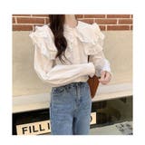 フリル ブラウス レディース 長袖 襟付き ボリューム袖 可愛い 春 韓国 | ミスウェディー | 詳細画像2 