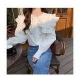 フリル ブラウス レディース 長袖 襟付き ボリューム袖 可愛い 春 韓国 | ミスウェディー | 詳細画像3 