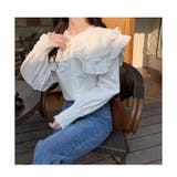 フリル ブラウス レディース 長袖 襟付き ボリューム袖 可愛い 春 韓国 | ミスウェディー | 詳細画像4 