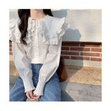 フリル ブラウス レディース 長袖 襟付き ボリューム袖 可愛い 春 韓国 | ミスウェディー | 詳細画像6 