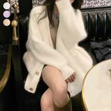 ホワイト | ニットふわふわ レディース カーディガン Vネック | ミスウェディー