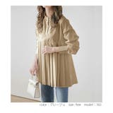 グレージュ | バンドカラーシャツ レディース Aライン プリーツ ゆったり 可愛い 春 新作 | ミスウェディー