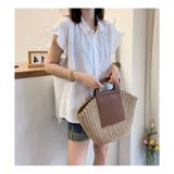 ホワイト | ボリューム袖 ブラウス レディース 半袖 フリル | ミスウェディー