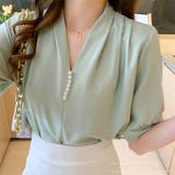 トップス パール付きブラウス Vネック | ミスウェディー | 詳細画像5 