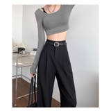 スラックスパンツ ハイウエスト ストレートパンツ | ミスウェディー | 詳細画像4 