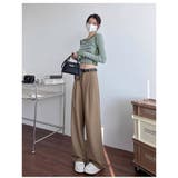 カーキ | スラックスパンツ ハイウエスト ストレートパンツ | ミスウェディー