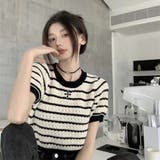 ボーダー柄 ニット 半袖 | ミスウェディー | 詳細画像3 