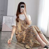 イェロー | 花柄ワンピース ゆったり ロングドレス | ミスウェディー
