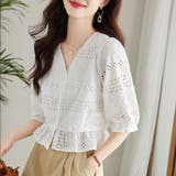 ホワイト | レースブラウス レディース ショート丈 | ミスウェディー
