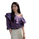 パープル | アシンメトリー シャツ 長袖T | ミスウェディー