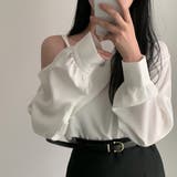 ホワイト | ワンショルダー 長袖 Tシャツ レディース オフショルダー | ミスウェディー