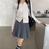 グレー | ニット ミニスカート Aラインプリーツ  | ミスウェディー
