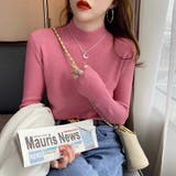 ピンク | ハイネックニット リブニットセーター トップス | ミスウェディー