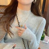 ライトグレー | ハイネックニット リブニットセーター トップス | ミスウェディー