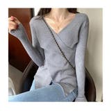 グレー | Vネック チュニックニット レディース | ミスウェディー