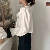 ベルスリーブブラウス レディース 長袖 Vネック フリル シンプル 春秋 韓国 | ミスウェディー | 詳細画像9 